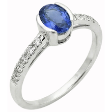 Afbeelding in Gallery-weergave laden, Ring set ovale Sri Lanka blauwe saffier Natuurlijke echte diamanten ( niet in een laboratorium gekweekt ) ring 1.40 Ct