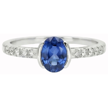 Afbeelding in Gallery-weergave laden, Ring set ovale Sri Lanka blauwe saffier Natuurlijke echte diamanten ( niet in een laboratorium gekweekt ) ring 1.40 Ct