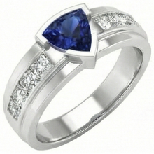 Afbeelding in Gallery-weergave laden, Ringkanaalset Voor Heren, Diamant Biljoen, Halve Ring, Blauwe Saffier, 3 Ct