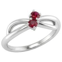Afbeelding in Gallery-weergave laden, Robijn Steen Belofte Ring Lint Schacht Stijl Wit Goud 14K 0,50 Karaat