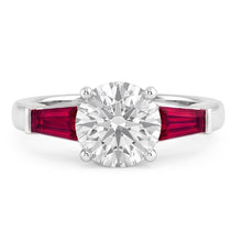 Afbeelding in Gallery-weergave laden, Robijn & Natuurlijke Echte Diamant (Niet Labgekweekt) Trilogie Ring 3.20 Karaat Oud Slijpsel 14K Goud