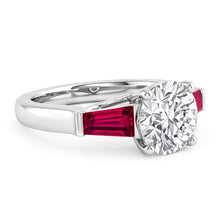 Afbeelding in Gallery-weergave laden, Robijn & Natuurlijke Echte Diamant (Niet Labgekweekt) Trilogie Ring 3.20 Karaat Oud Slijpsel 14K Goud