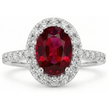 Afbeelding in Gallery-weergave laden, Robijn en Halo Natuurlijke echte diamanten ( niet in een laboratorium gekweekt ) trouwring wit goud 14K 4.55 Ct