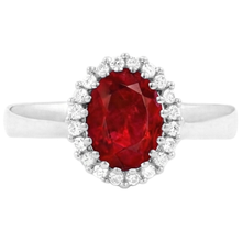 Afbeelding in Gallery-weergave laden, Rode Robijn Met Diamanten 5,75 Karaats Ring Wit Goud 14K