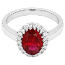 Afbeelding in Gallery-weergave laden, Rode Robijn Met Diamanten 5,75 Karaats Ring Wit Goud 14K