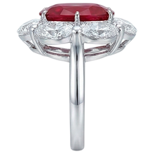 Afbeelding in Gallery-weergave laden, Rode Robijn Met Halo Diamanten Ring Wit Goud 14K 5.25 Ct Edelsteen Nieuw