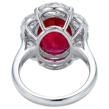 Afbeelding in Gallery-weergave laden, Rode Robijn Met Halo Diamanten Ring Wit Goud 14K 5.25 Ct Edelsteen Nieuw