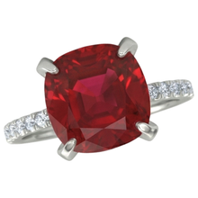 Afbeelding in Gallery-weergave laden, echte round robijn 4.25karaat ring close-up detail