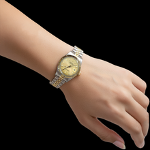 Afbeelding in Gallery-weergave laden, Roestvrij staal en geelgoud Datumjust dameshorloge Rolex met wijzerplaat met champagnekleurige wijzerplaat