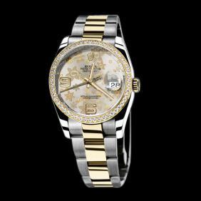Roestvrij staal en goud dames heren Rolex Datumjust horloge tweekleurige bloemwijzer SNELLE INSTELLING