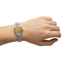 Afbeelding in Gallery-weergave laden, Roestvrijstalen jubileum Rolex Champagne Wijzerplaat Datumjust dameshorloge Gecanneleerde rand P2