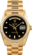 Afbeelding in Gallery-weergave laden, Rolex Day-Date 36 mm Herenhorloge Schorsafwerking Geelgoud 18K Zwart