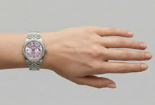 Afbeelding in Gallery-weergave laden, Rolex Datejust 36 mm roze parelmoer Natuurlijke echte diamant ( niet in het laboratorium gekweekt )en wijzerplaat roestvrij staal horloge