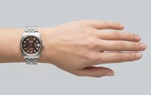 Afbeelding in Gallery-weergave laden, Rolex Datejust roestvrijstalen horloge met chocoladediamanten wijzerplaat