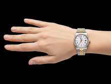 Afbeelding in Gallery-weergave laden, Rolex Datum Herenhorloge Romeinse wijzerplaat diamanten rand tweekleurig jubileum