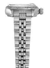 Afbeelding in Gallery-weergave laden, Rolex Datumjust dameshorloge witte Romeinse wijzerplaat, gecanneleerde lunette, roestvrij staal jubileum