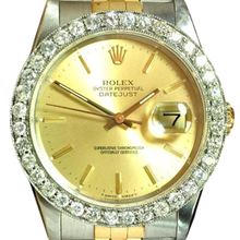 Afbeelding in Gallery-weergave laden, Rolex Datumjust herenhorloge Natuurlijke echte diamant ( niet in het laboratorium gekweekt )en rand goud en roestvrij stalen armband snel ingesteld