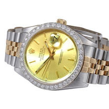Afbeelding in Gallery-weergave laden, Rolex Datumjust herenhorloge Natuurlijke echte diamant ( niet in het laboratorium gekweekt )en rand goud en roestvrij stalen armband snel ingesteld
