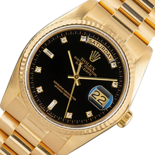 Afbeelding in Gallery-weergave laden, Rolex Day-Date 36 mm Herenhorloge Schorsafwerking Geelgoud 18K Zwart