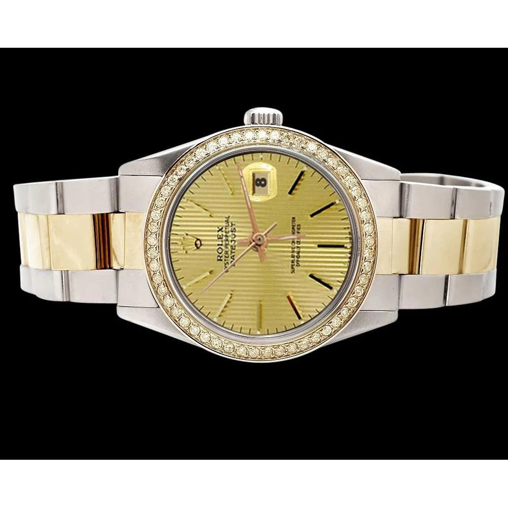 Rolex horloge met champagnekleurige wijzerplaat snel ingesteld en goud