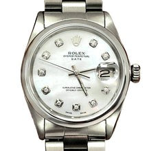 Afbeelding in Gallery-weergave laden, Rolex Date Wit Parelmoer Diamant Wijzerplaat 34mm Roestvrijstalen Horloge