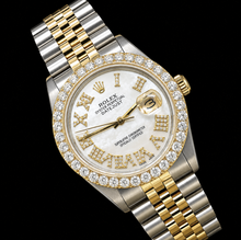 Afbeelding in Gallery-weergave laden, Rolex Datejust 16013 36mm Wit Parelmoer Romeinse Diamanten Wijzerplaat Tweekleurig Horloge