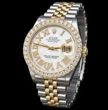 Afbeelding in Gallery-weergave laden, Rolex Datejust 16013 36mm Wit Parelmoer Romeinse Diamanten Wijzerplaat Tweekleurig Horloge