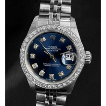 Afbeelding in Gallery-weergave laden, Rolex Datejust 26 mm donkerblauwe diamanten wijzerplaat Jubilee armbandhorloge van roestvrij staal