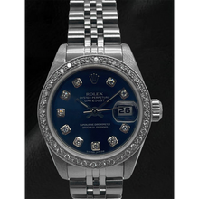 Afbeelding in Gallery-weergave laden, Rolex Datejust 26 mm donkerblauwe diamanten wijzerplaat Jubilee armbandhorloge van roestvrij staal