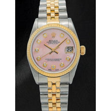 Afbeelding in Gallery-weergave laden, Rolex Datejust 36 mm roze parelmoer diamanten wijzerplaat two tone horloge