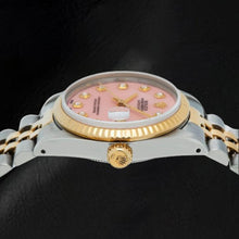 Afbeelding in Gallery-weergave laden, Rolex Datejust 36 mm roze parelmoer diamanten wijzerplaat two tone horloge