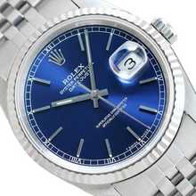 Afbeelding in Gallery-weergave laden, Rolex Datejust Jaar 2000 Blauwe Stick Wijzerplaat 36 mm Roestvrijstalen Horloge
