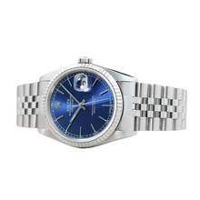 Afbeelding in Gallery-weergave laden, Rolex Datejust Jaar 2000 Blauwe Stick Wijzerplaat 36 mm Roestvrijstalen Horloge