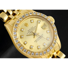 Afbeelding in Gallery-weergave laden, Rolex Datejust President-horloge met champagnekleurige diamanten wijzerplaat van 26 mm geel goud