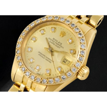 Afbeelding in Gallery-weergave laden, Rolex Datejust President-horloge met champagnekleurige diamanten wijzerplaat van 26 mm geel goud