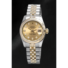 Afbeelding in Gallery-weergave laden, Rolex Datejust champagne Diamant Wijzerplaat Verborgen Sluiting Quick Set 26 mm tweekleurig Horloge