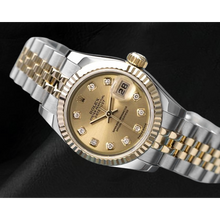 Afbeelding in Gallery-weergave laden, Rolex Datejust champagne Diamant Wijzerplaat Verborgen Sluiting Quick Set 26 mm tweekleurig Horloge