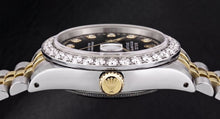 Afbeelding in Gallery-weergave laden, Rolex Datejust 6917 Dames 26mm Zwarte String Diamanten Wijzerplaat Tweekleurig Horloge