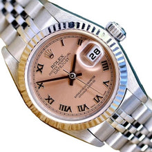 Afbeelding in Gallery-weergave laden, Rolex Lady Salmon-horloge met Romeinse wijzerplaat