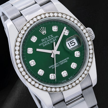 Afbeelding in Gallery-weergave laden, Rolex 116200 Datejust 36mm Groene Diamanten Wijzerplaat Roestvrij Staal Horloge