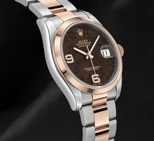 Afbeelding in Gallery-weergave laden, Rolex 116201 Datejust 36mm Bruine Florale Arabische Diamanten Wijzerplaat Tweekleurig Horloge