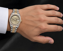 Afbeelding in Gallery-weergave laden, Rolex 16013 Datejust 36mm Champagne Diamanten Wijzerplaat Diamanten Lunette Tweekleurig Horloge