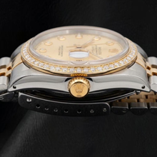 Afbeelding in Gallery-weergave laden, Rolex 16013 Datejust 36mm Champagne Tapijtmotief Diamanten Wijzerplaat Tweekleurig Horloge