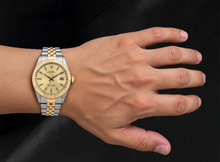 Afbeelding in Gallery-weergave laden, Rolex 16013 Datejust Champagne Wijzerplaat Turn-O-Graph Lunette 36mm Tweekleurig Horloge
