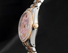 Afbeelding in Gallery-weergave laden, Rolex 16013 Roze Golfmotief Arabische Diamanten Wijzerplaat Datejust 36mm Diamanten Lunette Horloge