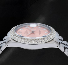 Afbeelding in Gallery-weergave laden, Rolex 1601 Datejust Zalmkleurige Diamanten Wijzerplaat 36mm Roestvrij Staal Horloge