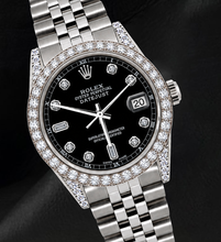 Afbeelding in Gallery-weergave laden, Rolex 16200 Datejust 36mm Zwarte Diamanten Wijzerplaat Roestvrij Staal Horloge