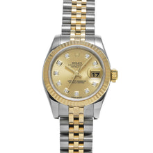 Afbeelding in Gallery-weergave laden, Rolex 179173 Datejust 26 mm champagne diamanten wijzerplaat jaar 2014 tweekleurig horloge