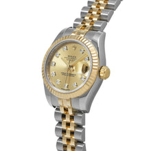 Afbeelding in Gallery-weergave laden, Rolex 179173 Datejust 26 mm champagne diamanten wijzerplaat jaar 2014 tweekleurig horloge