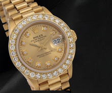Afbeelding in Gallery-weergave laden, Rolex 26mm 6917 Champagne Diamanten Wijzerplaat President Geelgoud Horloge 18K